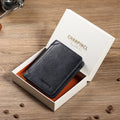 Boxed men's wallet short top layer cowhide wallet with classic three fold RIFD anti-theft brush  wallet gift box men purses