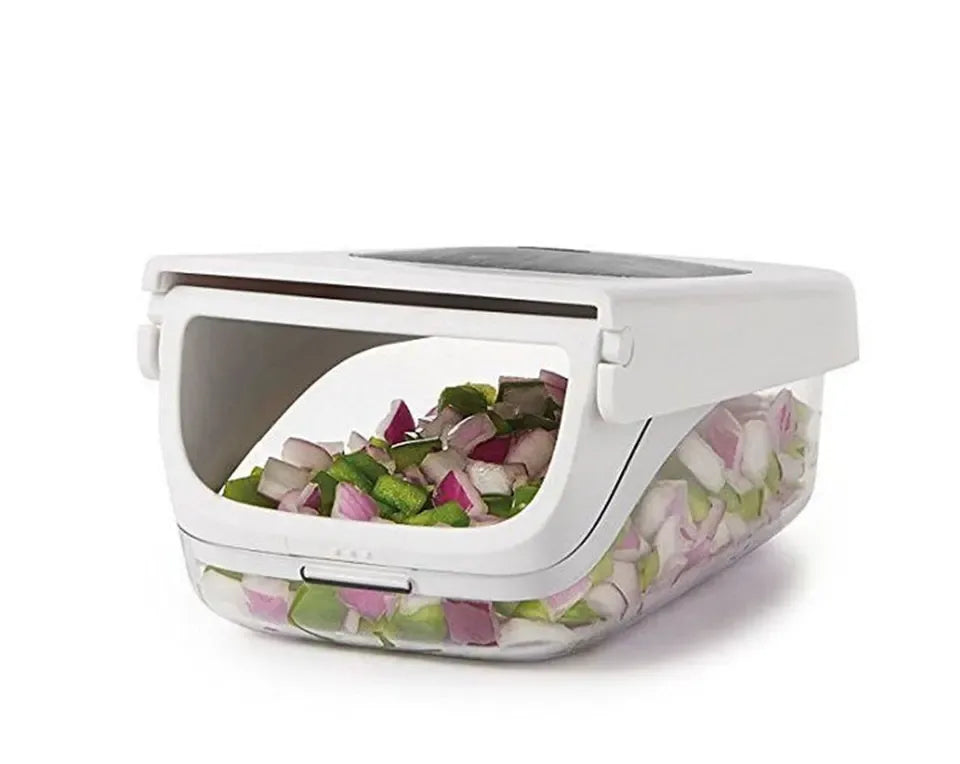 Vegetable Chopper with Storage Container Onion Fruit Dicer Chopper Easy Pour Opening Stainless Steel Blades Kitchen Accessories - Luvia