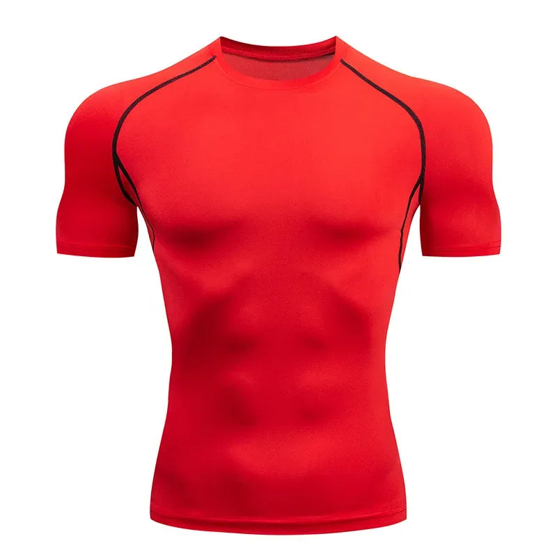 Men's Compression Top, Active Mid Stretch Breathable Moisture Wicking Workout T-shirt For Outdoor Sports - Luvia