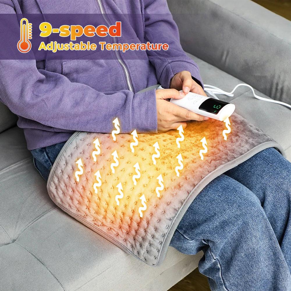 Electric Heating Pads for Back Neck Shoulder Relief Home Sofa Office Desktop Winter Warm Blanket Auto-Off Machine Washable Mat - Luvia
