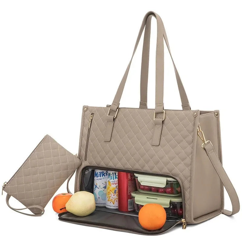 Women's 2-in-1 Insulated Lunch Bag Suitable for 15.6-inch Laptops Leak-proof Insulated Work Bag Waterproof Picnic Cooler Bag - Luvia