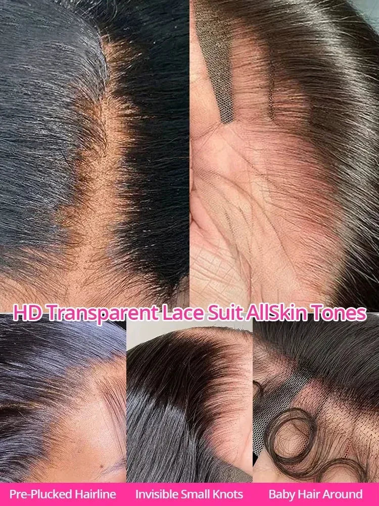 360 Full Hd Lace Wig Invisible Drawstring Glueless Wig Straight Human Hair Natural Color 220 Density Pre Plucked Ready To Wear - Luvia
