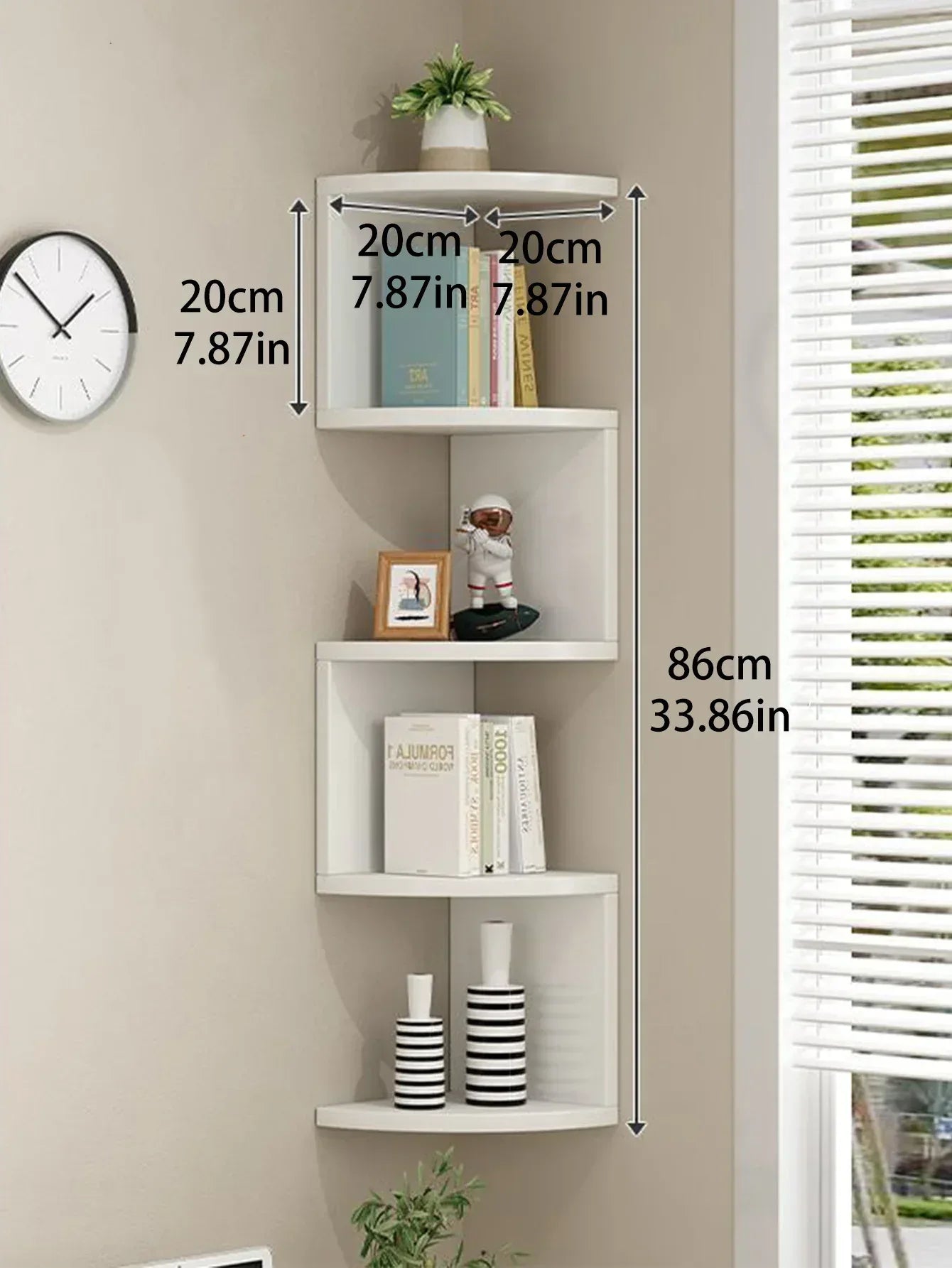 5-tier Floating Wall Shelf Corner Storage Rack Aesthetic Room Decoration Home Decoration Living Room Kitchen Display Stand Ledge - Luvia