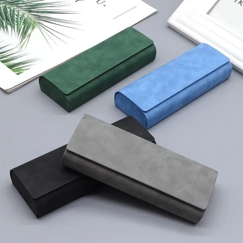 Hard-shell Spectacle Case Men Women Glasses Case PU Leather Portable Anti-extrusion Sunglasses Storage Box Folding Eyewear Pouch - Luvia