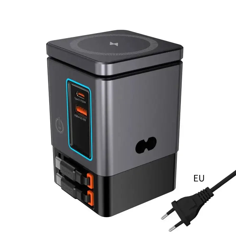 6-in-1 Charging Station with Retractable USB-C Cable Power Combo Tower 105W for Multiple Devices Fast Charger for iPhone Airpod - Luvia