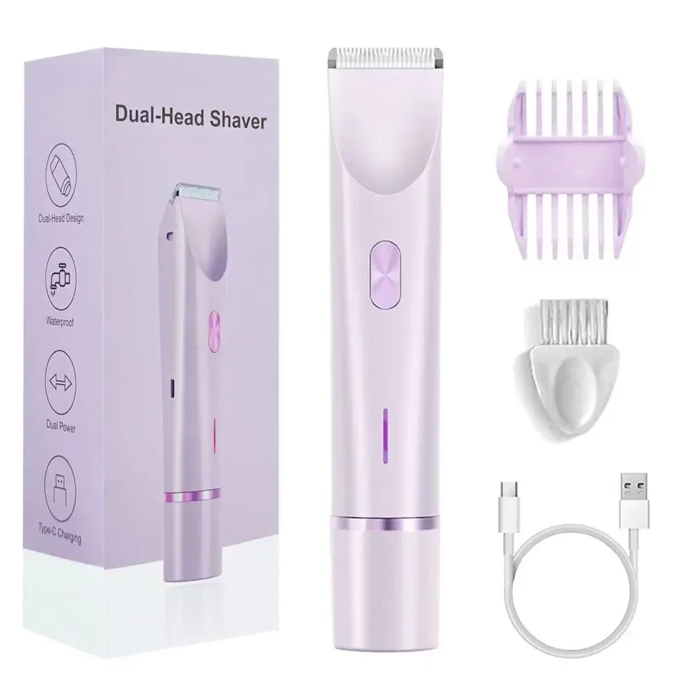 2025 Waterproof Rechargeable Electric Shaver Mini Women Bikini Trimmer Body Hair Remover Mini Double Headed Electric Epilator