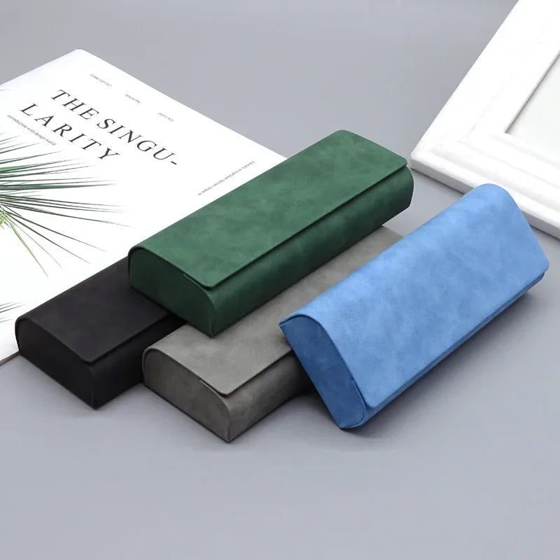 Hard-shell Spectacle Case Men Women Glasses Case PU Leather Portable Anti-extrusion Sunglasses Storage Box Folding Eyewear Pouch - Luvia