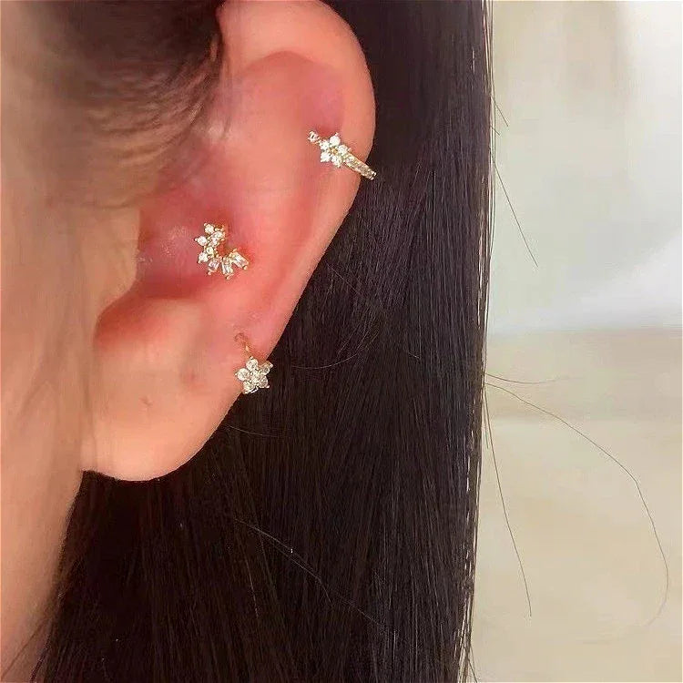 Fashion Stainless Steel Zircon Star Hoops Earrings For Women Vintage Crystal Zirconia Circle Earrings Punk Unisex Rock Jewelry - Luvia