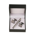 Tie clip cufflink box set square brushed enamel striped cross design men's French shirt cufflinks business suit tie clip gift - Luvia