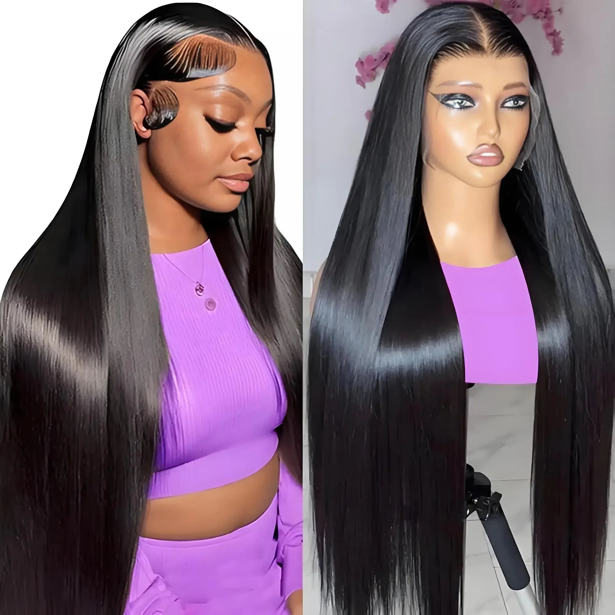 250 Density 13x6 13x4 Bone Straight Hd Transparent Lace Front Human Hair Wig 40 46 Inch Front Wig For Black Women Brazilian Wigs - Luvia