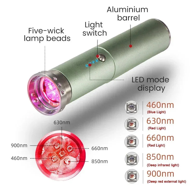 Red Lights Therapy Cold Sore Canker Sore Treatment Infrared Light Therapy Wand For Body Pain Relief Face Home Use Beauty Devices - Luvia
