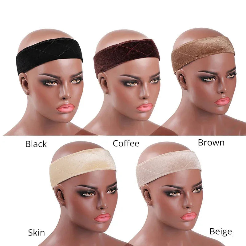 5.5cm Width Non-slip Wig Grip Headband Soft Velvet Hair Band For Fastern Wig Adjustable Wig Band For Women Black Scarf Head 1Pcs - Luvia