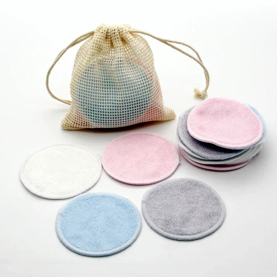 12PC Reusable Cotton Pads Makeup Remover Pads Washable Round Bamboo Make Up Pads Cloth Nursing Pads Skin Care Tool Skin Cleaning - Luvia