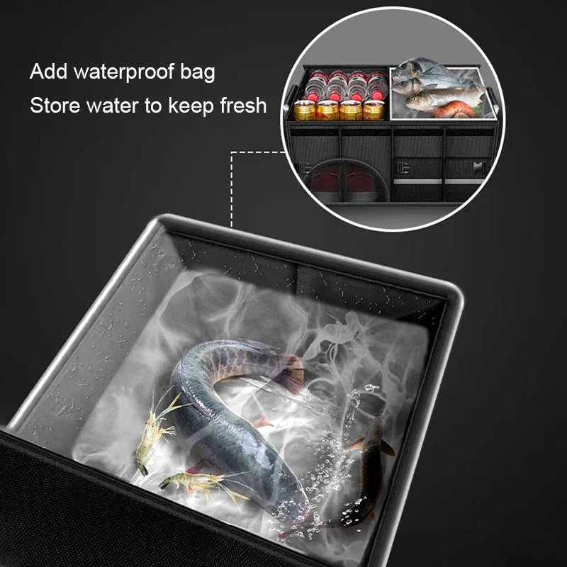 SEAMETAL Foldable Trunk Storage Box Waterproof Oxford Cloth 110L Large-Capacity Car Organizer for Camping/Fishing Easy to Carry - Luvia
