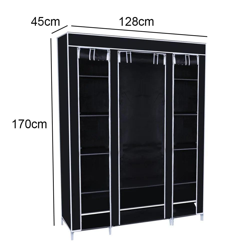Portable Wardrobe Clothes Organizer Non-Woven Fabric Wardrobe Storage Cupboard for Bedroom 128*45*170cm Storage Shelves