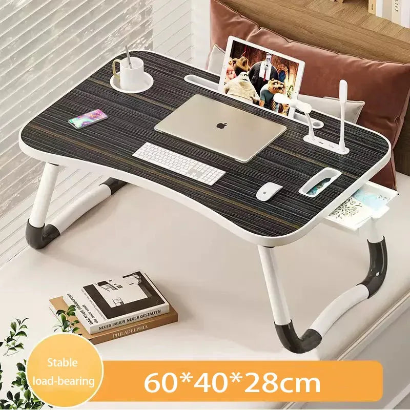 Extra Large Multifunctional Foldable Laptop Bed Desk - Multifunctional Tray Stand with Cup Holder and Drawer Stable and Durable - Luvia