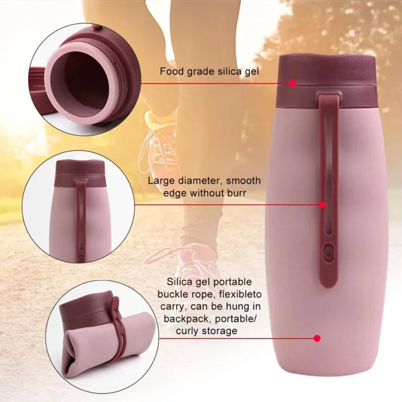600ml Foldable Water Bottles Soft Flask Sports Drinking Water Bag Collapsible Portable Outdoor Running Camping Travel BPA Free - Luvia