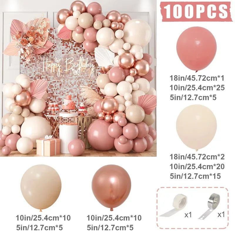 Blush Retro Pink Ivory White Balloons Garland Arch Kit for Birthday Party Wedding Baby Shower Decorations Party Supplies - Luvia