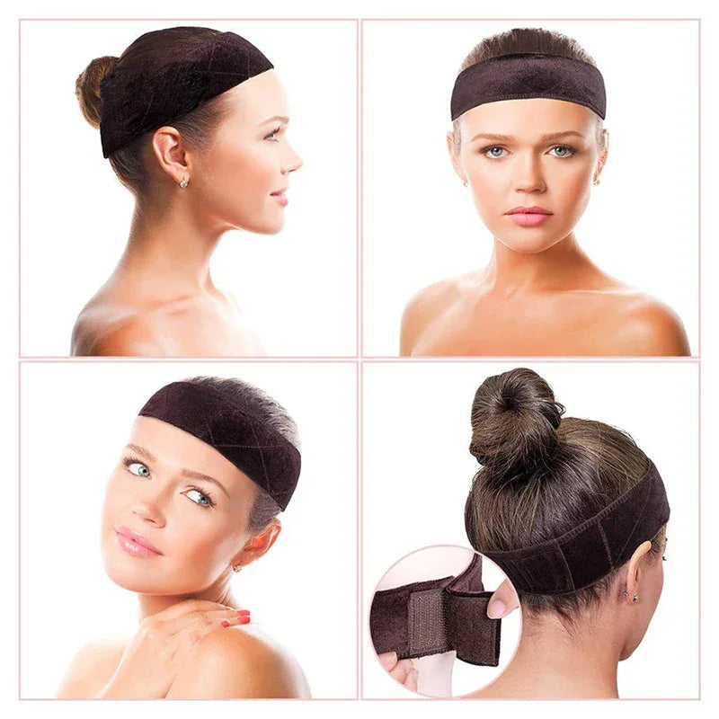 5.5cm Width Non-slip Wig Grip Headband Soft Velvet Hair Band For Fastern Wig Adjustable Wig Band For Women Black Scarf Head 1Pcs - Luvia