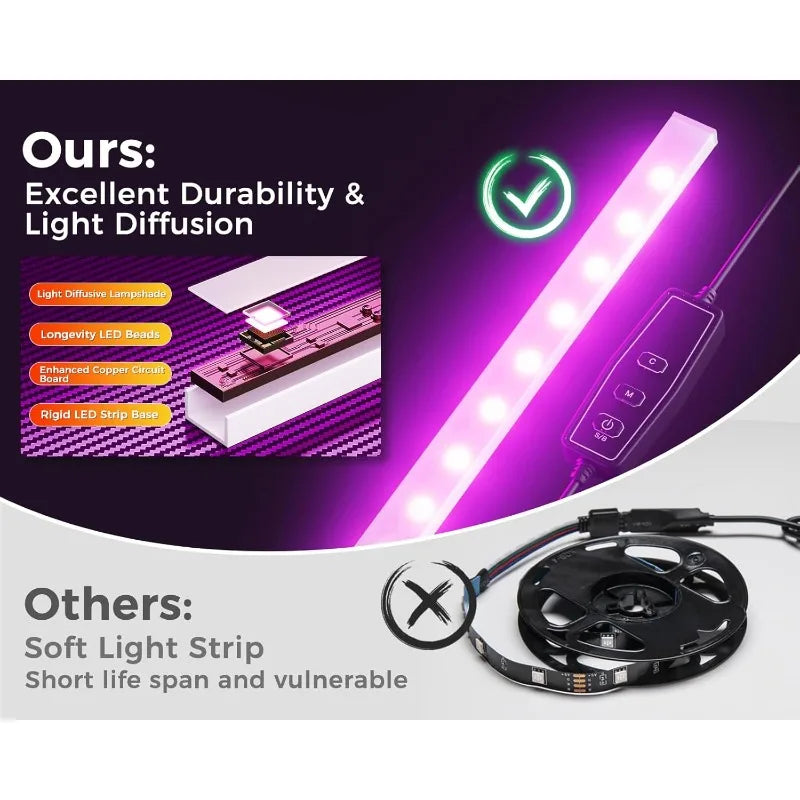 L Shaped Desk Gaming Desk with LED Light & Power Outlet, 53 Inch Reversible L Shaped Computer Table with Shelf & Storage Ba