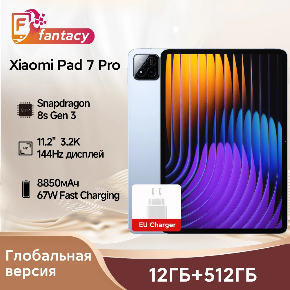 Global Version Xiaomi Pad 7 Pro Snapdragon 8s Gen 3 11.2" 3.2K 144Hz Display 67W HyperCharge 8850mAh 50MP+32MP Camera