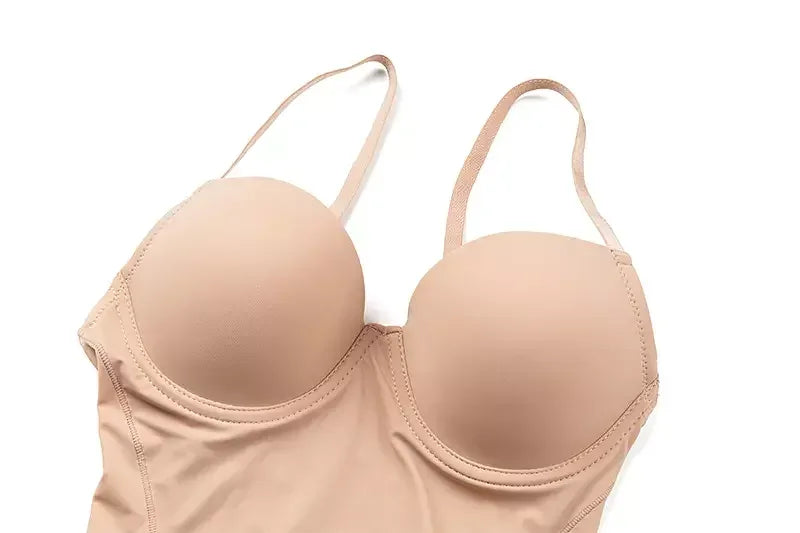 Shapewear Bodysuit for Women Slimming Body Shaper Waist Trainer Sexy V Neck Underwire Bra Jumpsuit Tummy Control Smooth Bodywear - Luvia