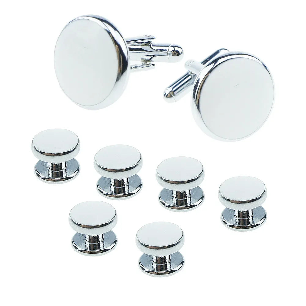 Cufflinks For Mens Luxury Quality Set Tuxedo Studs Shirts Cufflinks Set With Buttons 8pcs Set With Box Studs For Shirt Men Women - Luvia