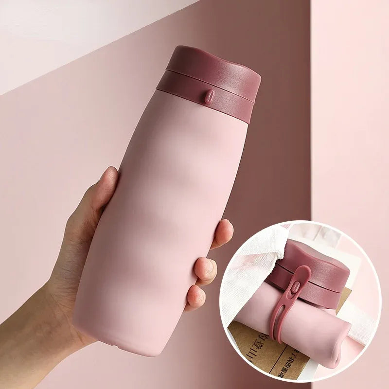 600ml Foldable Water Bottles Soft Flask Sports Drinking Water Bag Collapsible Portable Outdoor Running Camping Travel BPA Free - Luvia