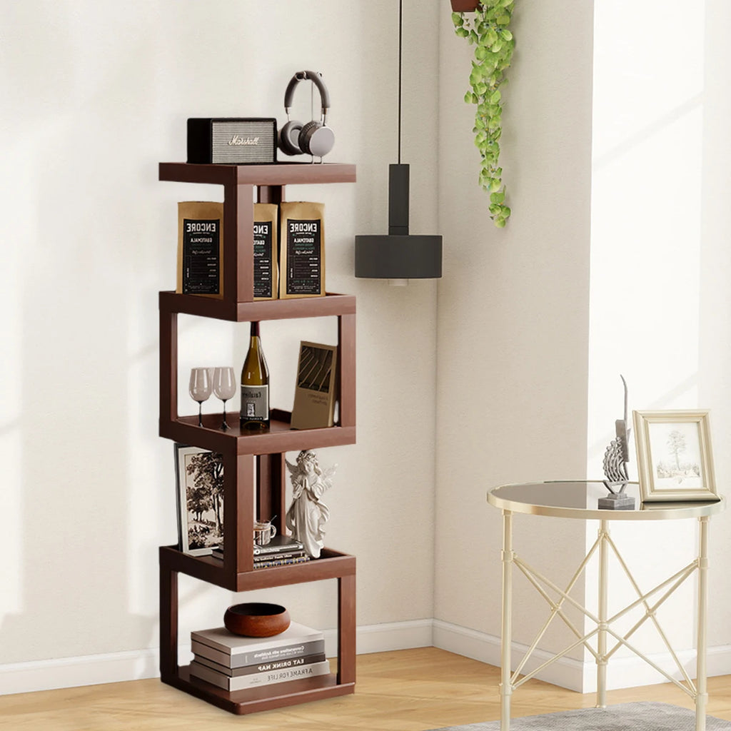 Multi-Tier Bamboo Storage Side/Bedside Table - 3/4/5 Tier Modern Nightstand for Bedrooms & Living Rooms (Small Spaces)