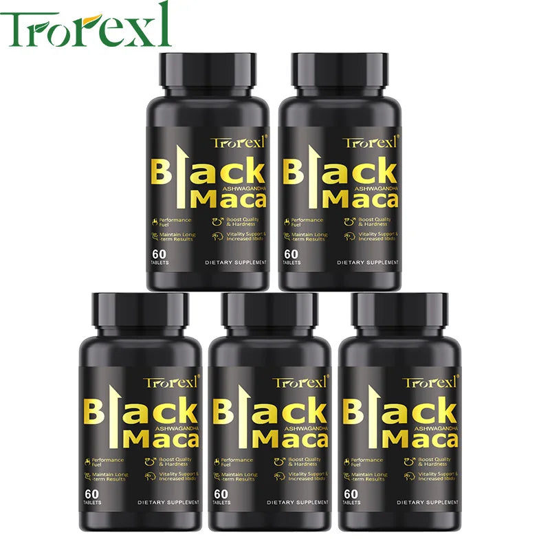 Natural Black Maca with Ashwagandha, Male Enhancing Supplements, Stamina & Energy, Supports Reproductive Health