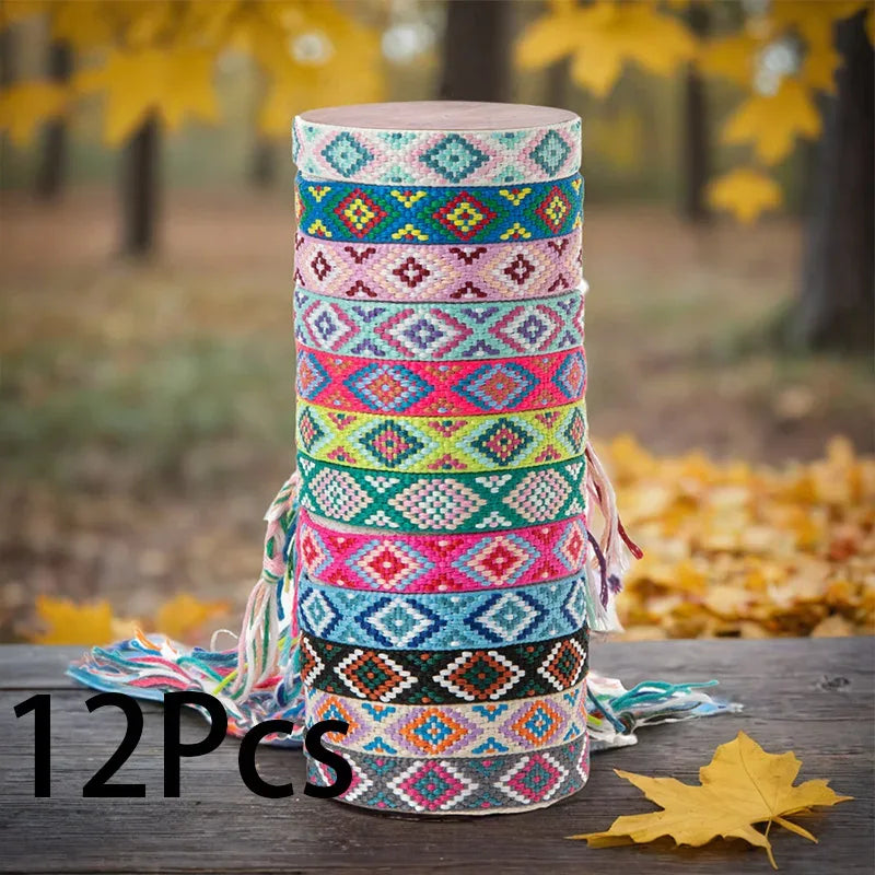 12Pcs/set The Bohemian woven bracelet is adjustable for both men and women - Luvia