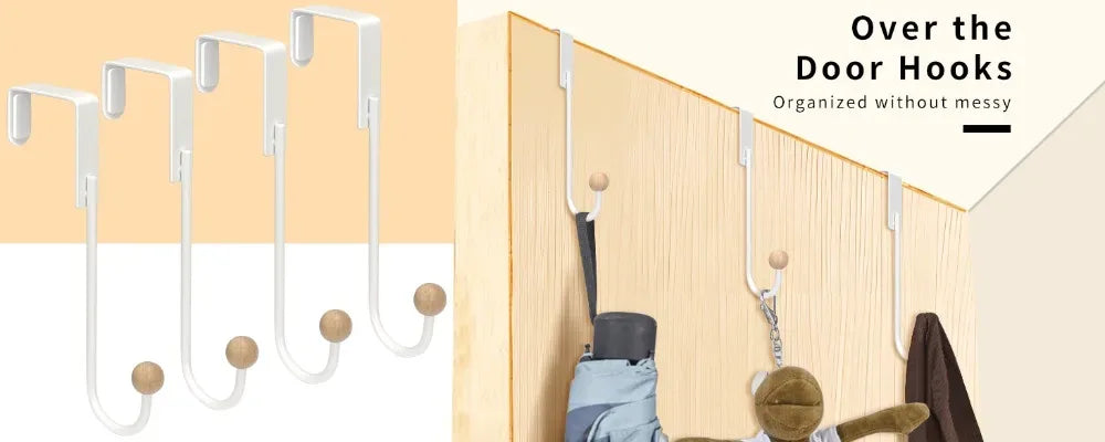 Over The Door Hooks 4 Pack Door Hanger Hooks Heavy Duty Hook Coat Rack Bathroom Kitchen Hanging Home Organization Storage Holder - Luvia