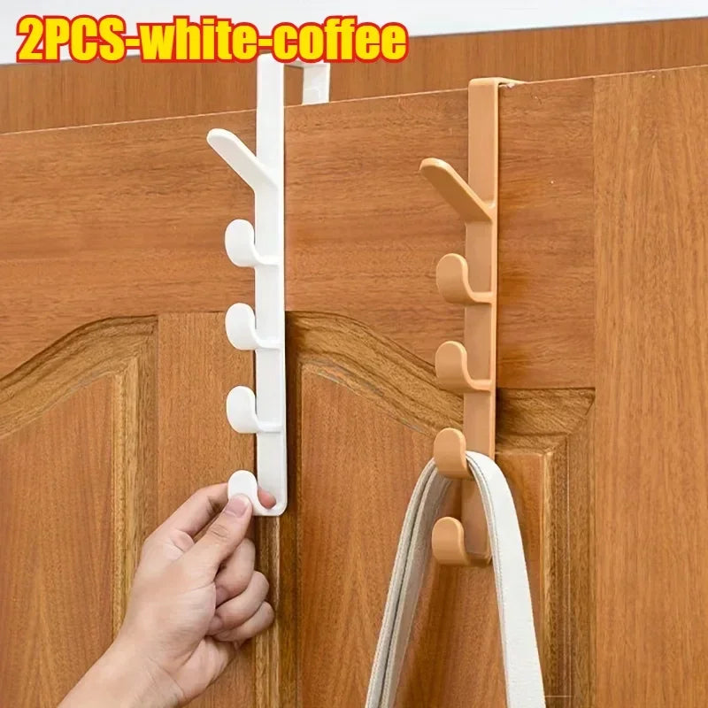 1pcs Bedroom Door Hanger Clothes Hanging Rack Over The Door Plastic Home Storage Organization Hooks, Purse Holder for Bags Rails
