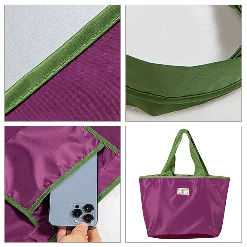 1-Pack Reusable Shopping Bag, Large Capacity Foldable Drawstring Eco-friendly Storage Bag, Casual Shopping Shoulder Bag - Luvia