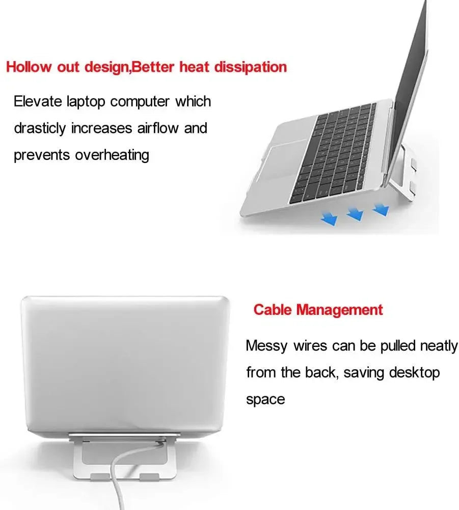 Laptop Tablet Stand Universal Adjustable Aluminium Alloy Foldable Stand Desktop Holder For Macbook 10''-15.6'' Laptop Notbebook - Luvia