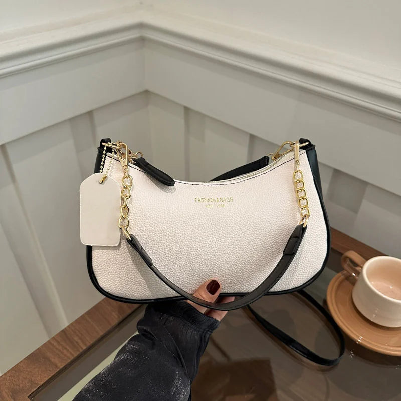 Cherry Pendant Crossbody Bag for Women PU Leather Crescent Bag Adjustable Strap Underarm Bag Closure Handbag for Work Travel