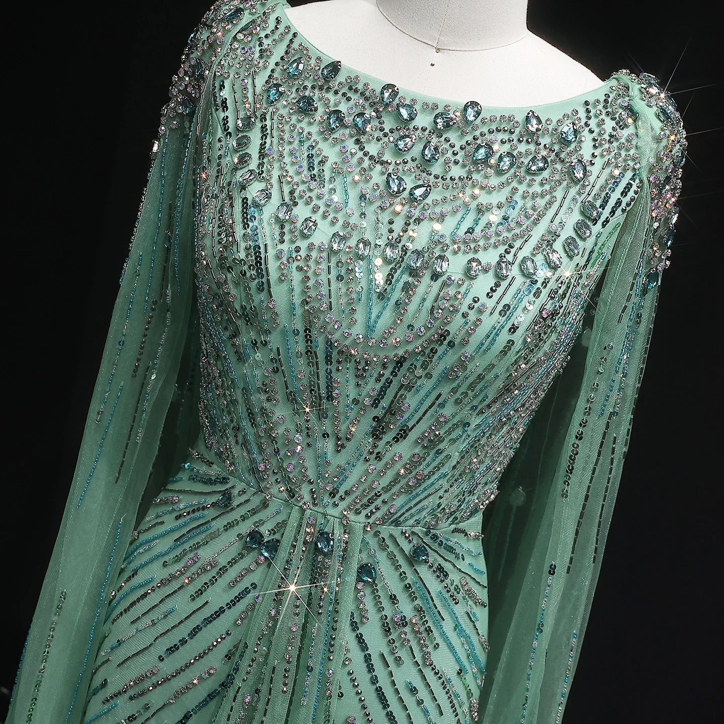 Sharon Said Luxury Gold Mermaid Evening Dress With Cape Sleeve  for Women Wedding Party Lilac Prom Gown Arabic SS549 Customized