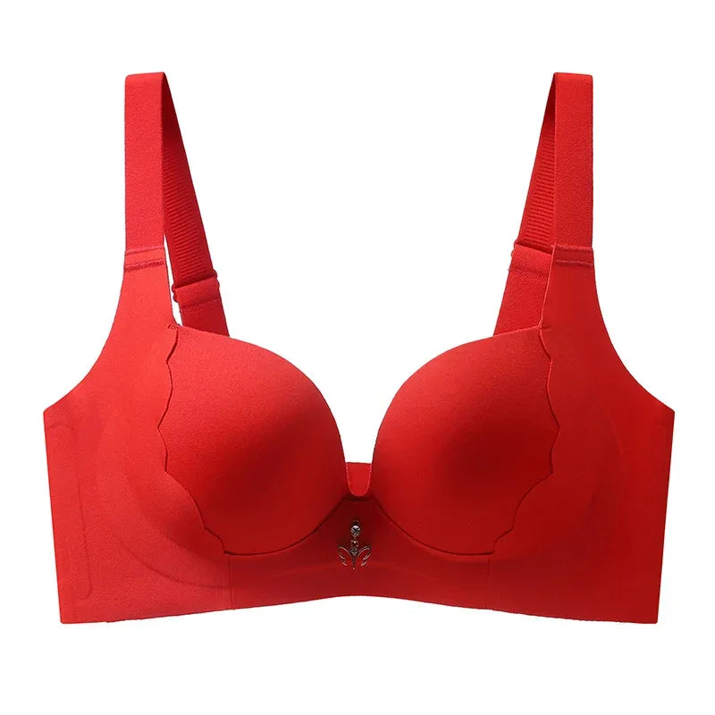 Seamless Bra for Women Plus Size Wireless Brassiere Lightly Lined Full Coverage Bra C D E Cup Sexy Bra Solid Padded Basic Femme - Luvia
