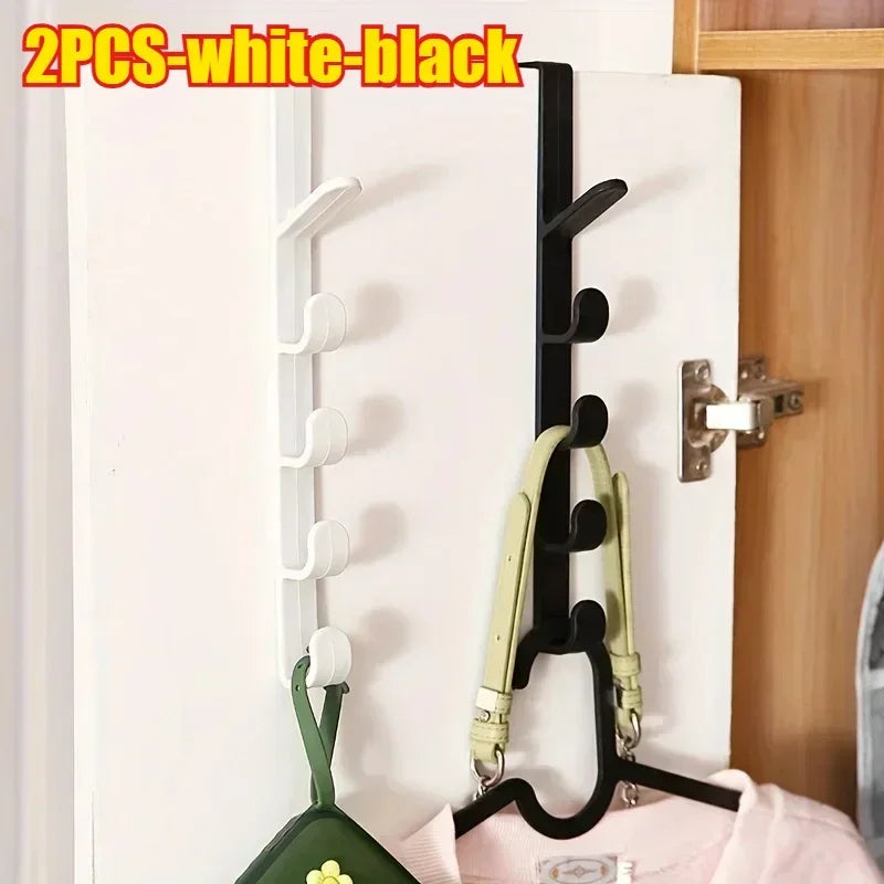1pcs Bedroom Door Hanger Clothes Hanging Rack Over The Door Plastic Home Storage Organization Hooks, Purse Holder for Bags Rails
