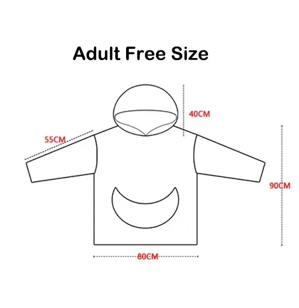 Oversized Wearale Blanket Hoodie Flannel Sherpa Fleece Warm Soft Winter Hoodie Sweatshirt for Kids Adults Home Blanket Snuggle - Luvia