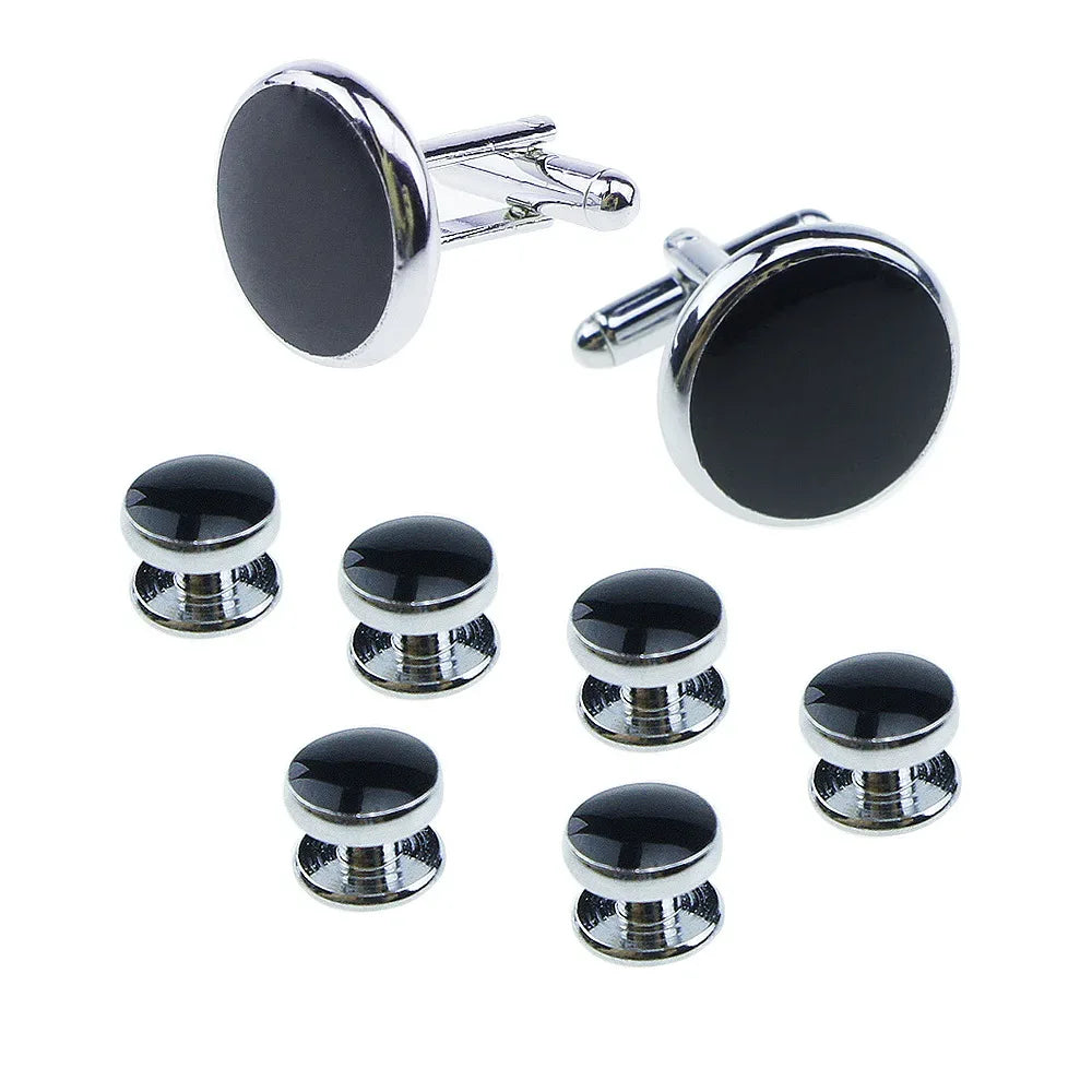 Cufflinks For Mens Luxury Quality Set Tuxedo Studs Shirts Cufflinks Set With Buttons 8pcs Set With Box Studs For Shirt Men Women - Luvia