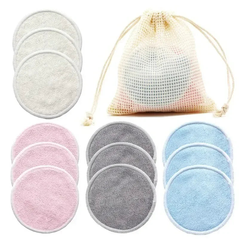 12PC Reusable Cotton Pads Makeup Remover Pads Washable Round Bamboo Make Up Pads Cloth Nursing Pads Skin Care Tool Skin Cleaning - Luvia