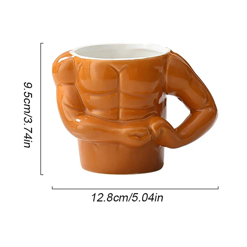 3D Ceramic Mug Muscle Mug Coffee Mug Milk Mug Man Gym Trainer Office Household Creative Funny Water Cup New Year Birthday Gift - Luvia