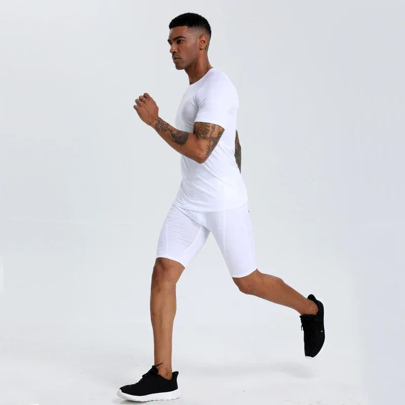 Men's Compression Top, Active Mid Stretch Breathable Moisture Wicking Workout T-shirt For Outdoor Sports - Luvia