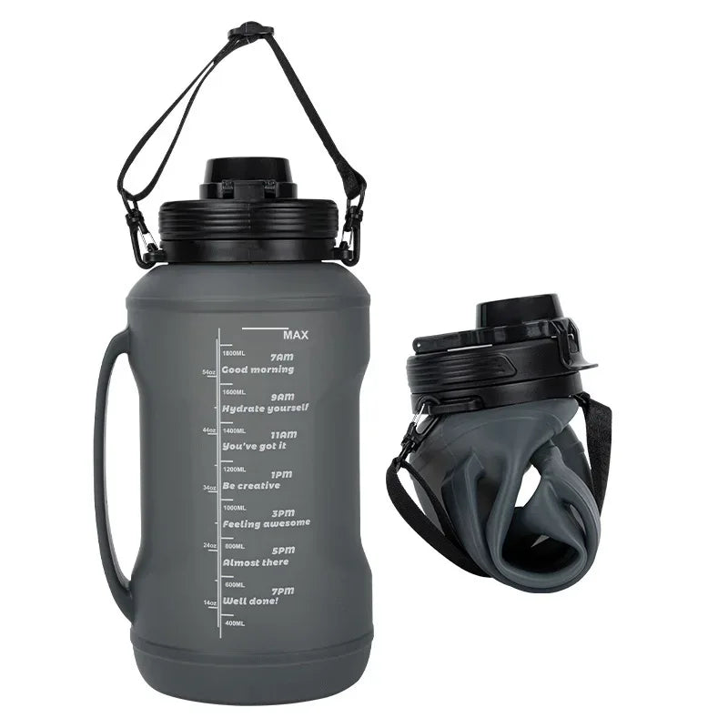 2L/64oz Silicone Water Bottles Collapsible Travel Water Bottle Roll Up Foldable Water Bottles With Straws Travel Camping Hiking - Luvia