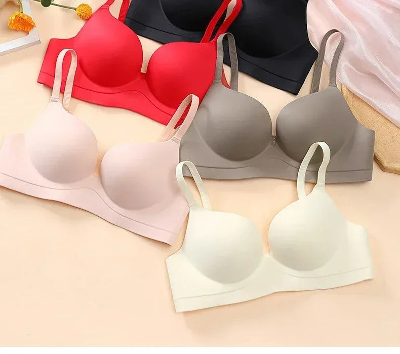 Seamless Bra for Women Gathered Lingerie Solid Small Breast Wireless Push Up Bra Thickened Comfortable Lingerie Lenceria - Luvia