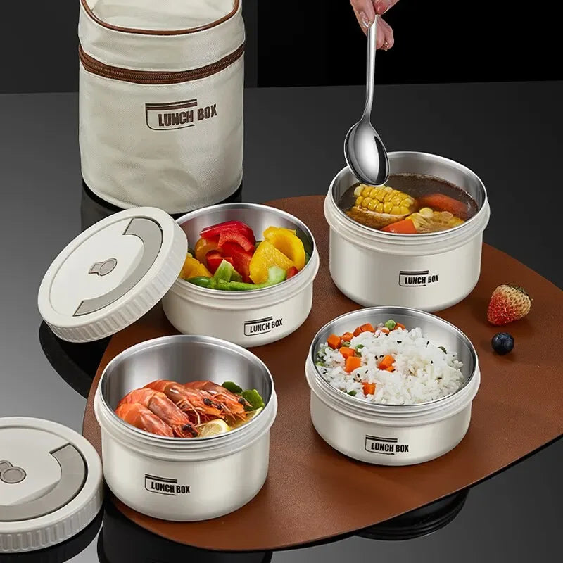 Lunch Box Portable Insulated Lunch Container Set Stackable Bento Stainless Steel Lunch Container - Luvia