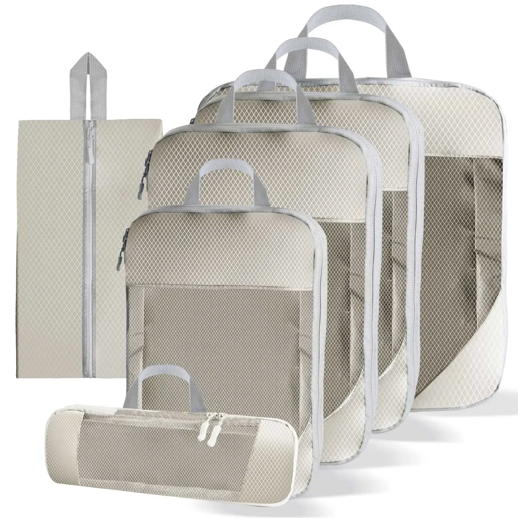 6Pcs Compression Packing Cubes Set for Travel Packing Cubes Compression Compressible Storage Bags for Carry On and Suitcases - Luvia