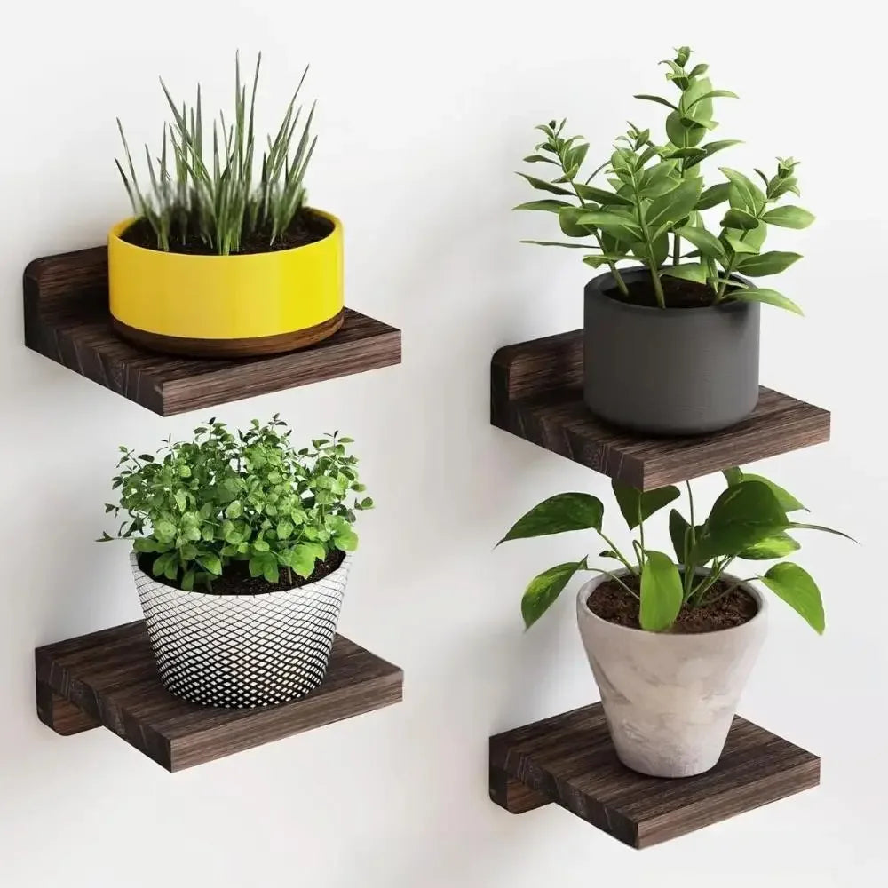 4/2 Pcs White Floating Shelves for Wall Rustic Wood Small Wall Mounted Shelves for Bedroom, Living Room, Kitchen, Bathroom Decor - Luvia