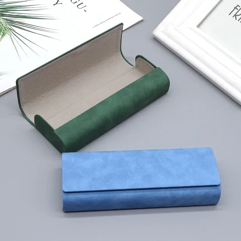 Hard-shell Spectacle Case Men Women Glasses Case PU Leather Portable Anti-extrusion Sunglasses Storage Box Folding Eyewear Pouch - Luvia